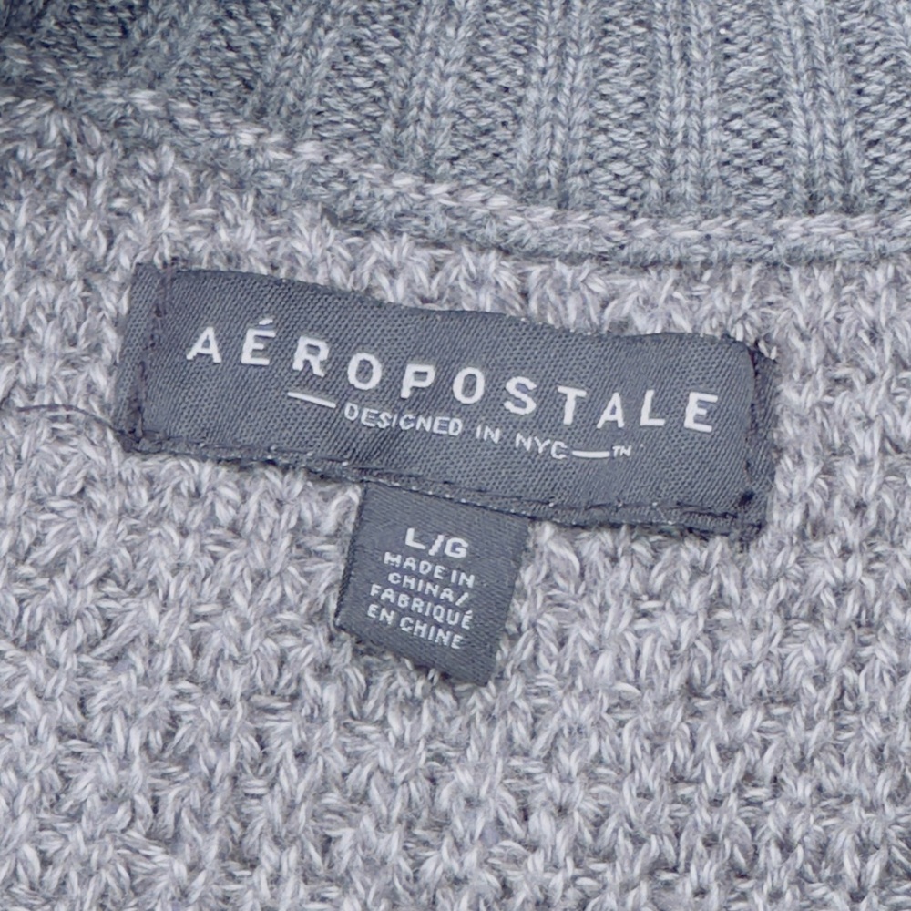 Aeropostale Gray 1/4 Zip Up Sweater‎ Classic Knit Design Mens size large (D103) - Picture 4 of 6